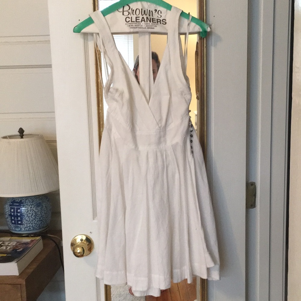 Free people open back white summery dress